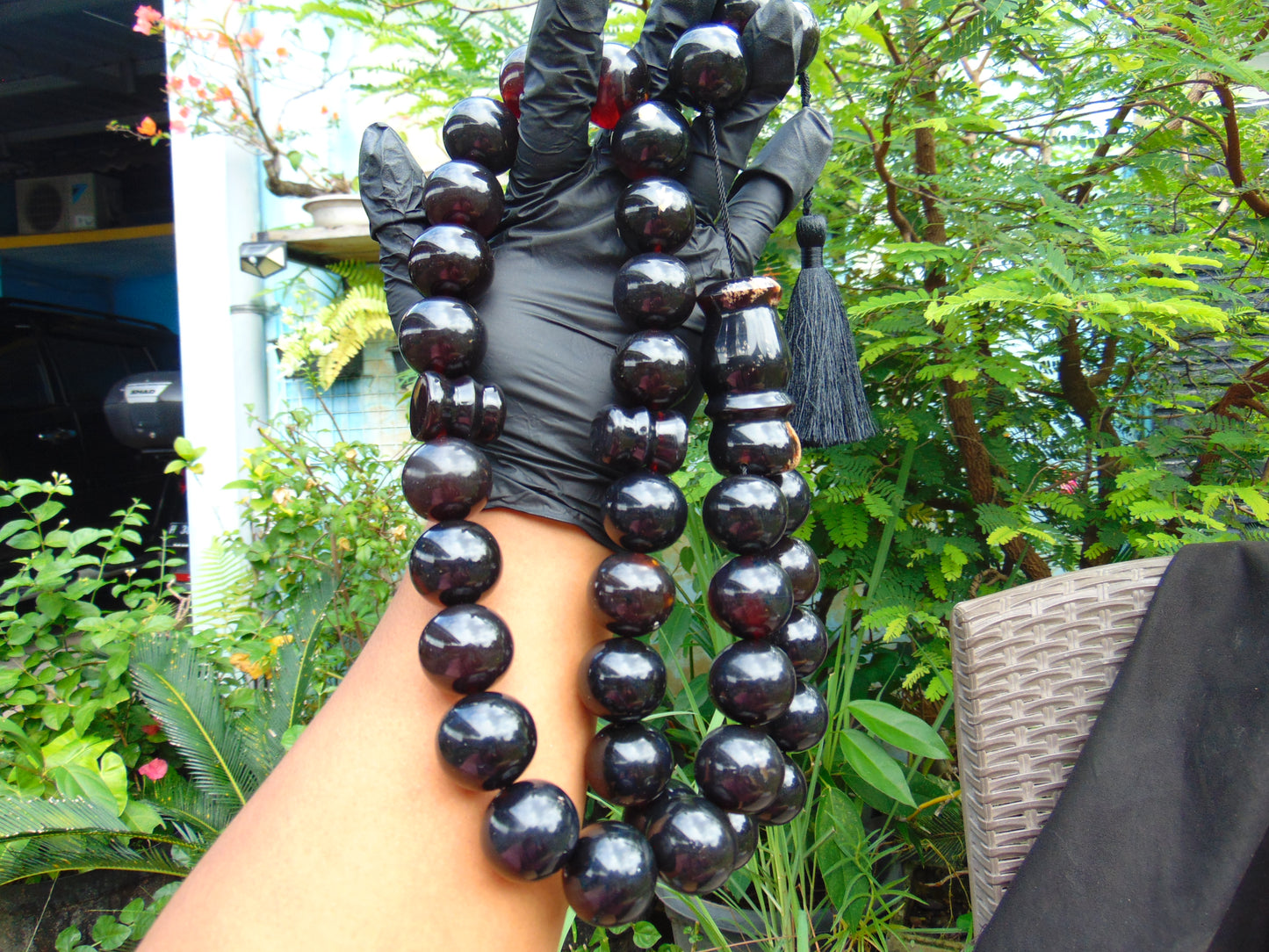 371 gr Big Tasbih Mesbah Rosary 33+3 Beads 25 mm Indonesian Black Amber for Healing Collection TB25i12
