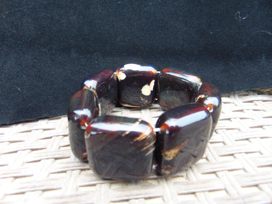124 gr 7 Square Beads Bangle Indonesian Amber for Healing 26BE24