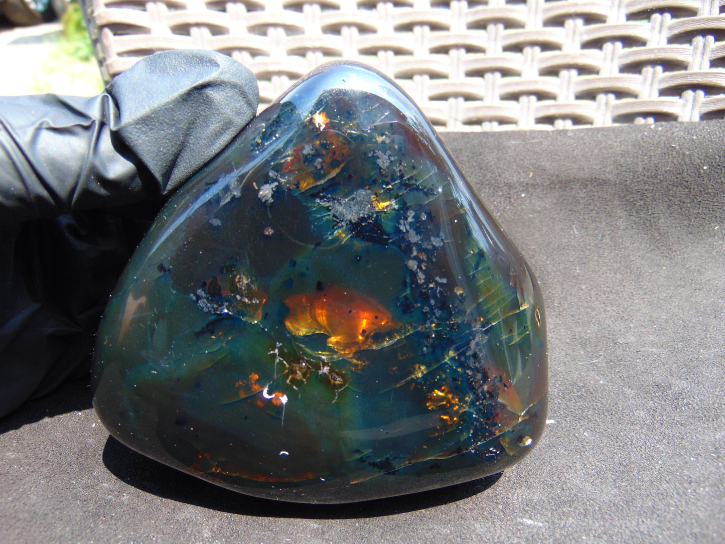 295 gram polished stone Indonesian Dark Green Amber for Healing 25N135