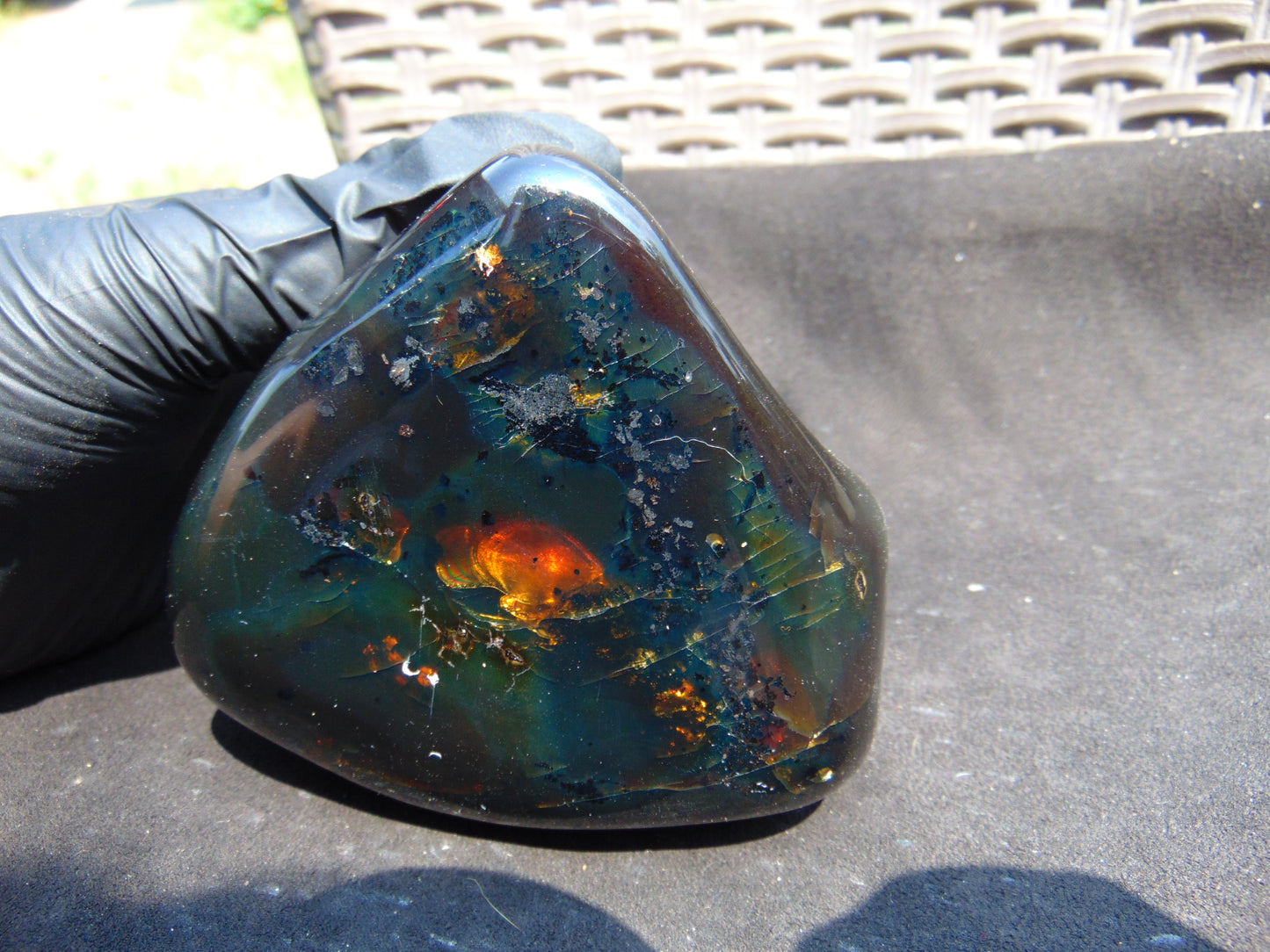 295 gram polished stone Indonesian Dark Green Amber for Healing 25N135