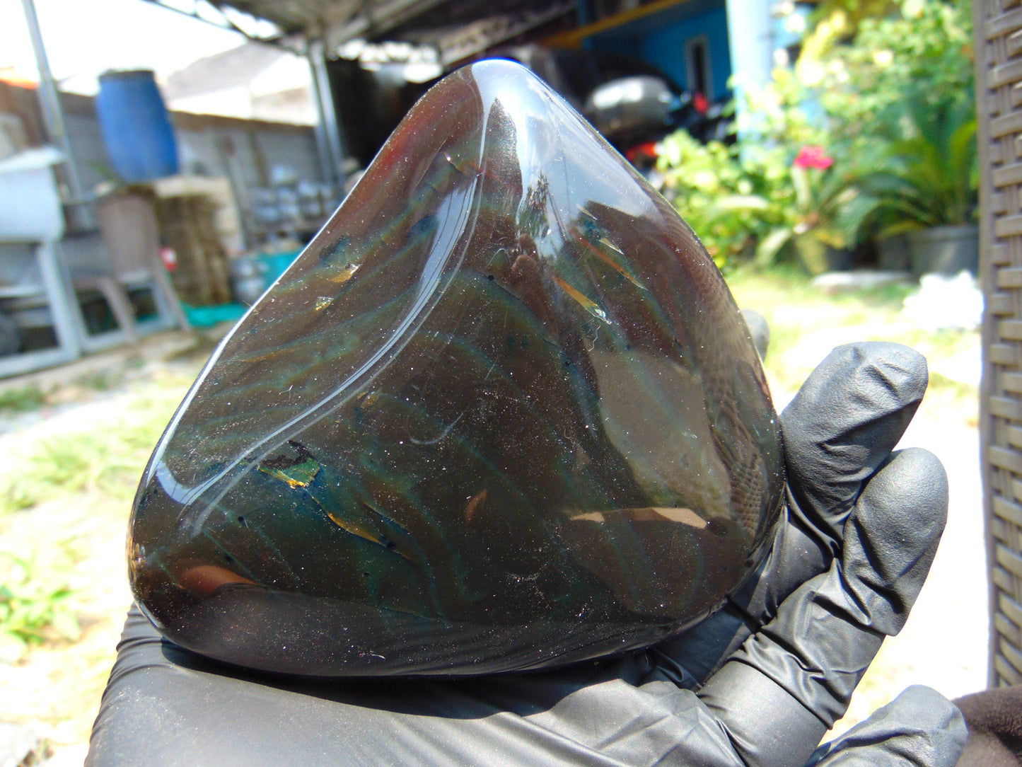 295 gram polished stone Indonesian Dark Green Amber for Healing 25N135