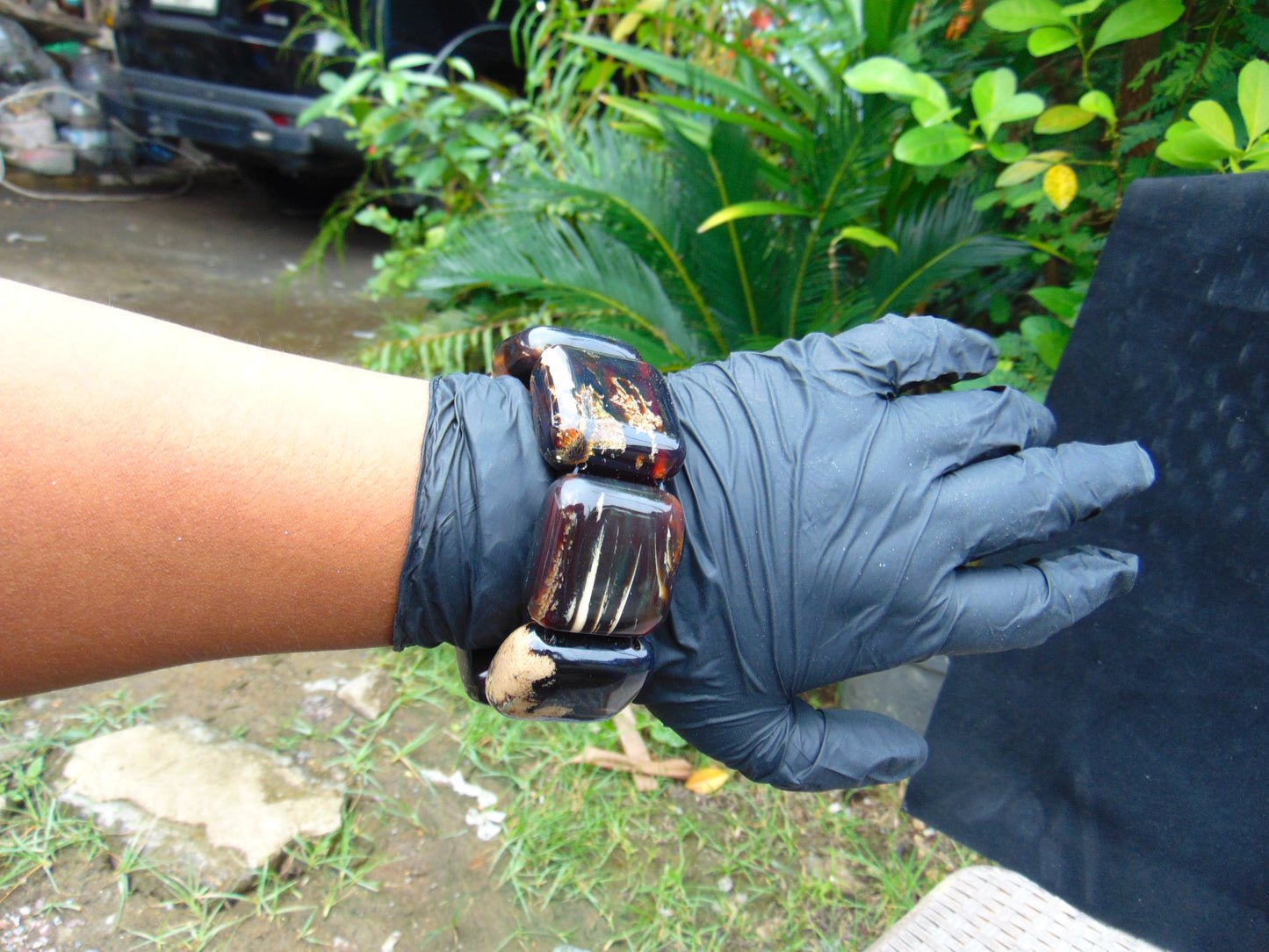 118 gr 7 Square Beads Bangle Indonesian Amber for Healing 26BE1