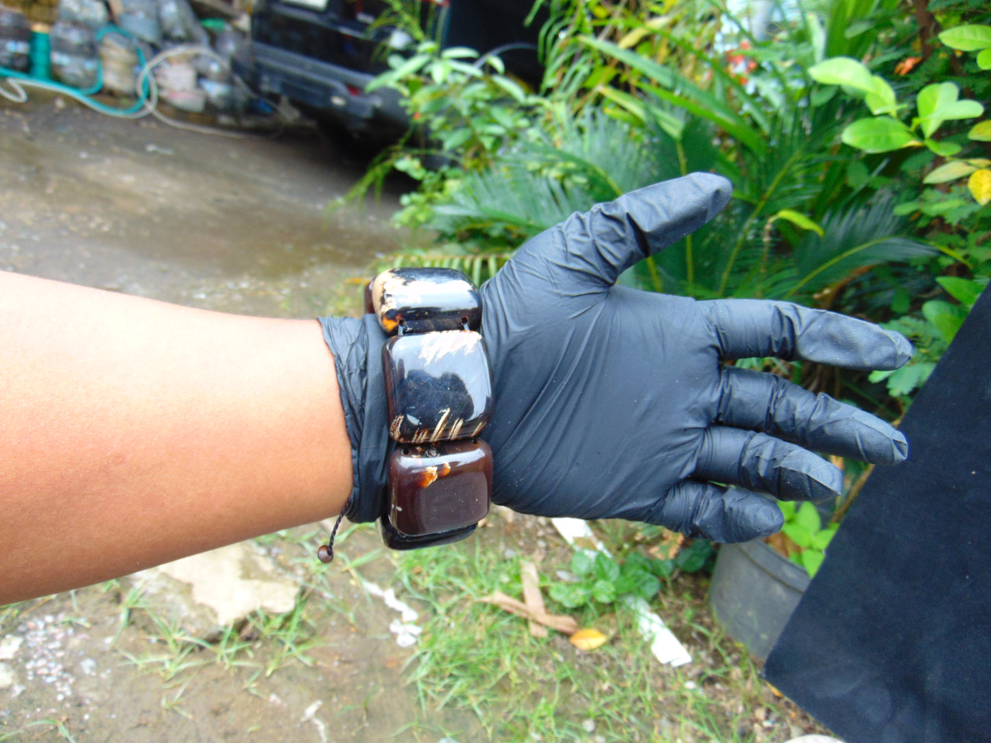 118 gr 7 Square Beads Bangle Indonesian Amber for Healing 26BE1