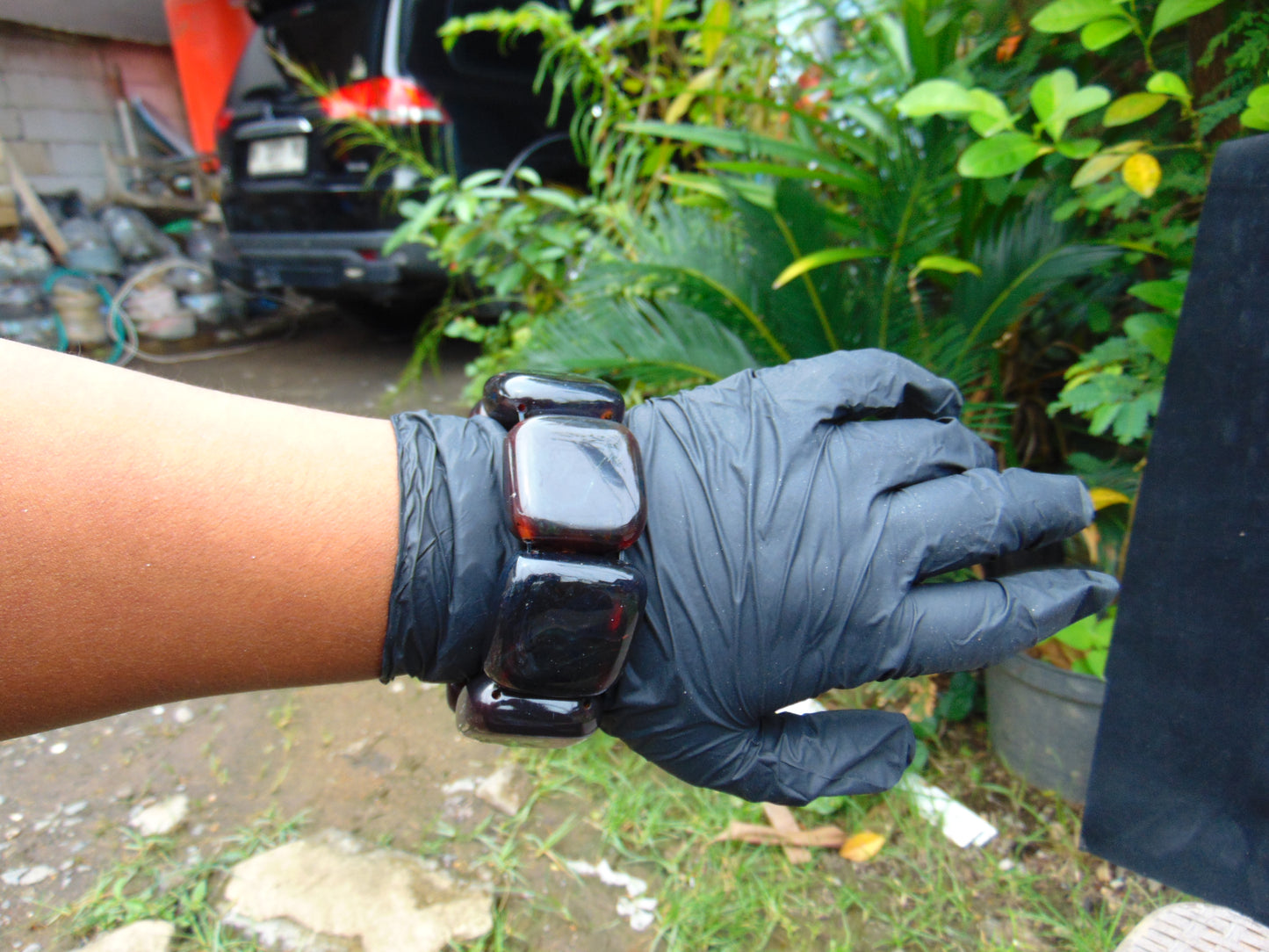 106 gr 7 Square Beads Bangle Indonesian Amber for Healing 26BE26