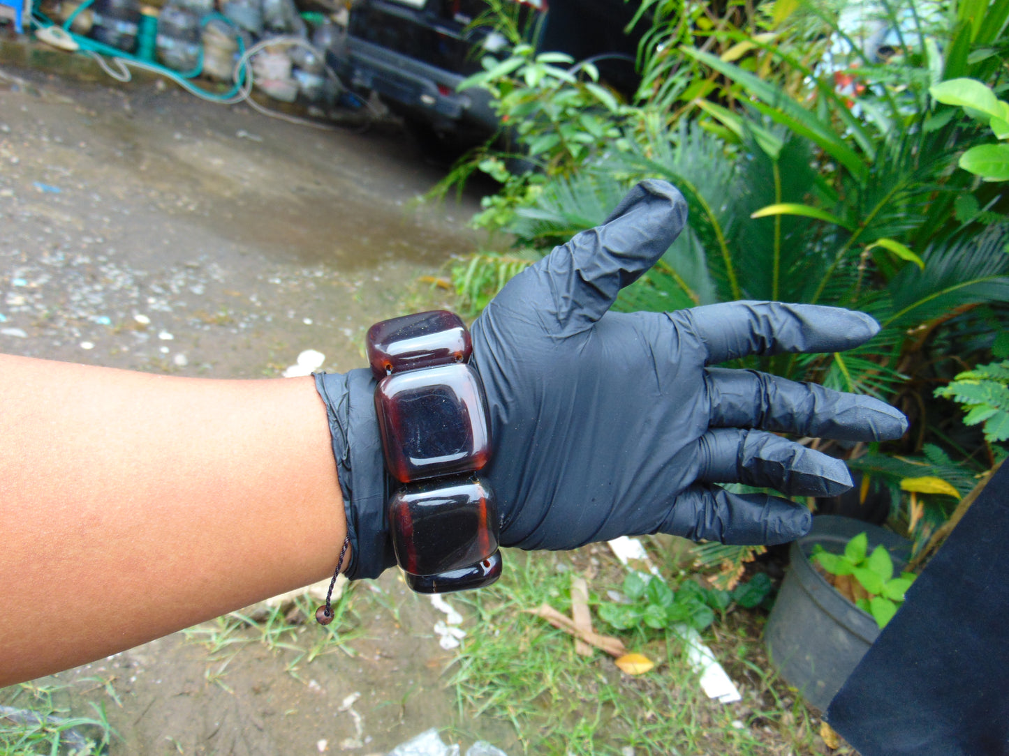 106 gr 7 Square Beads Bangle Indonesian Amber for Healing 26BE26