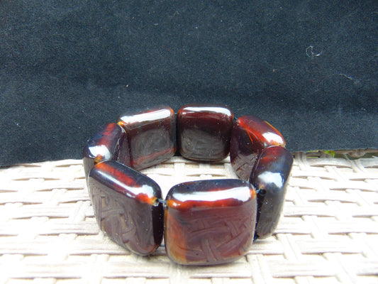 107 gr 7 Square Beads Bangle Indonesian Amber for Healing 26BE18