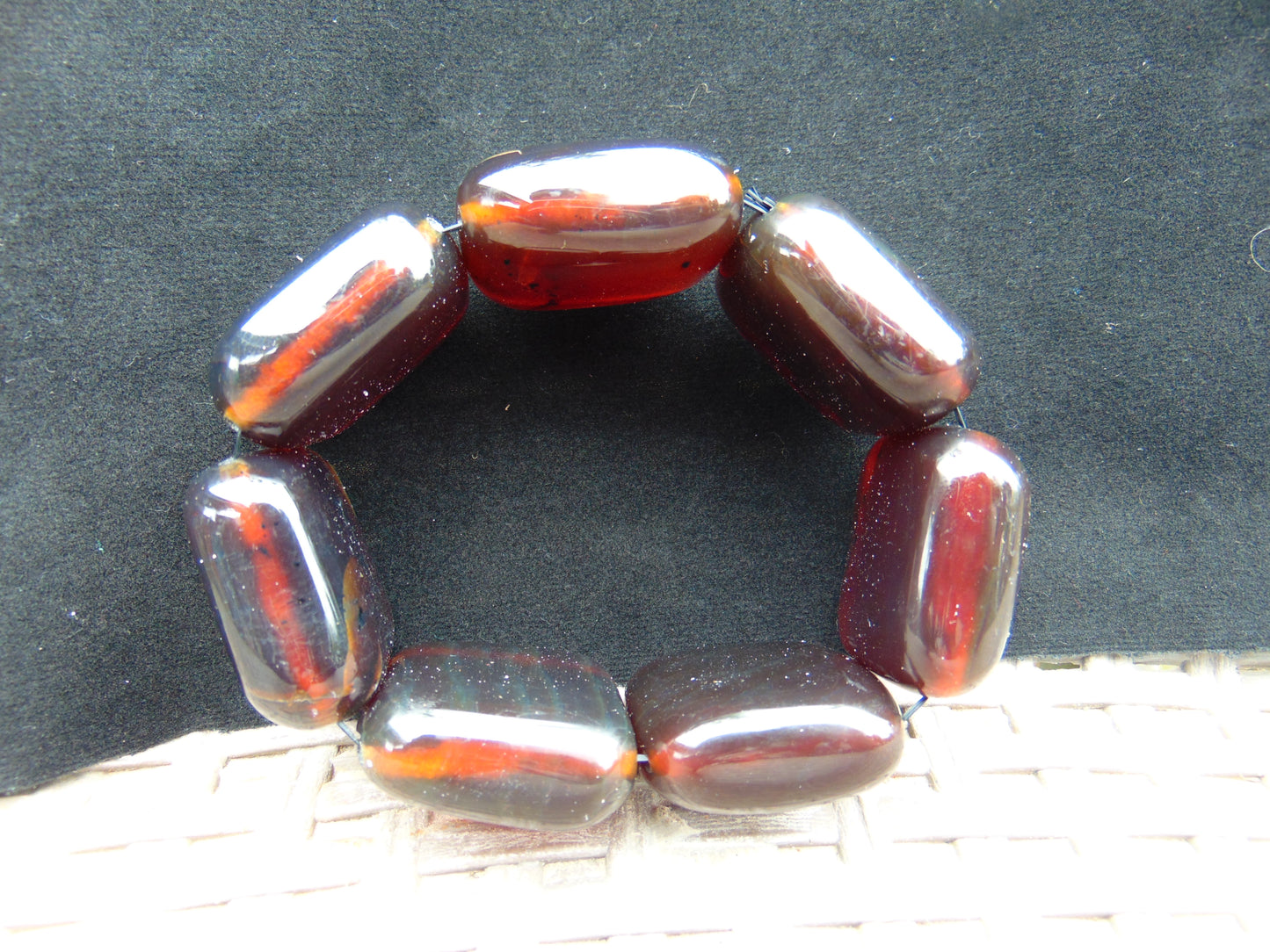 107 gr 7 Square Beads Bangle Indonesian Amber for Healing 26BE18