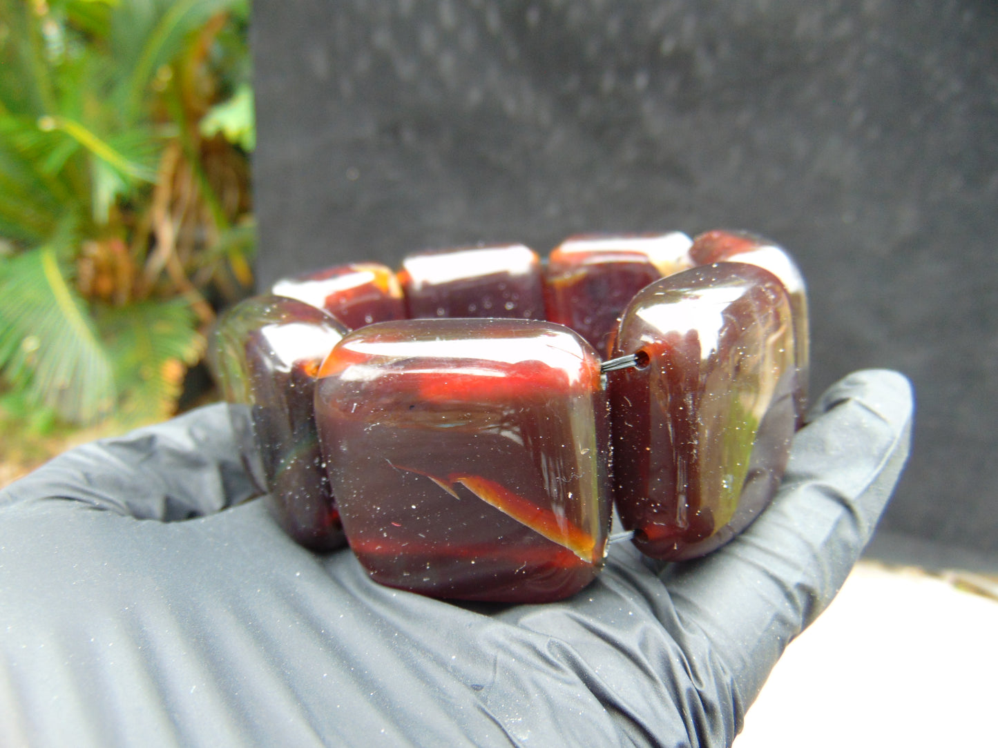 107 gr 7 Square Beads Bangle Indonesian Amber for Healing 26BE18
