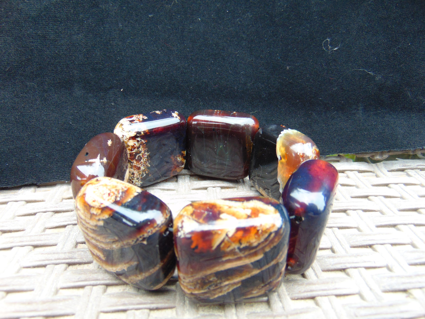 120 gr 7 Square Beads Bangle Indonesian Amber for Healing 26BE3