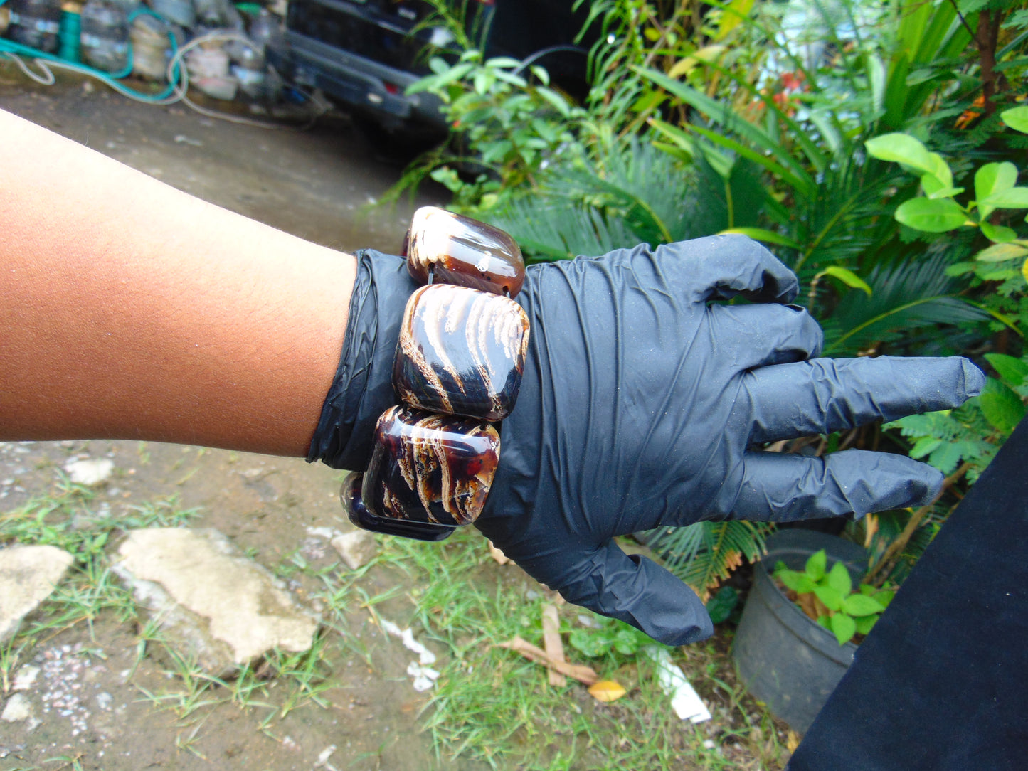 120 gr 7 Square Beads Bangle Indonesian Amber for Healing 26BE3