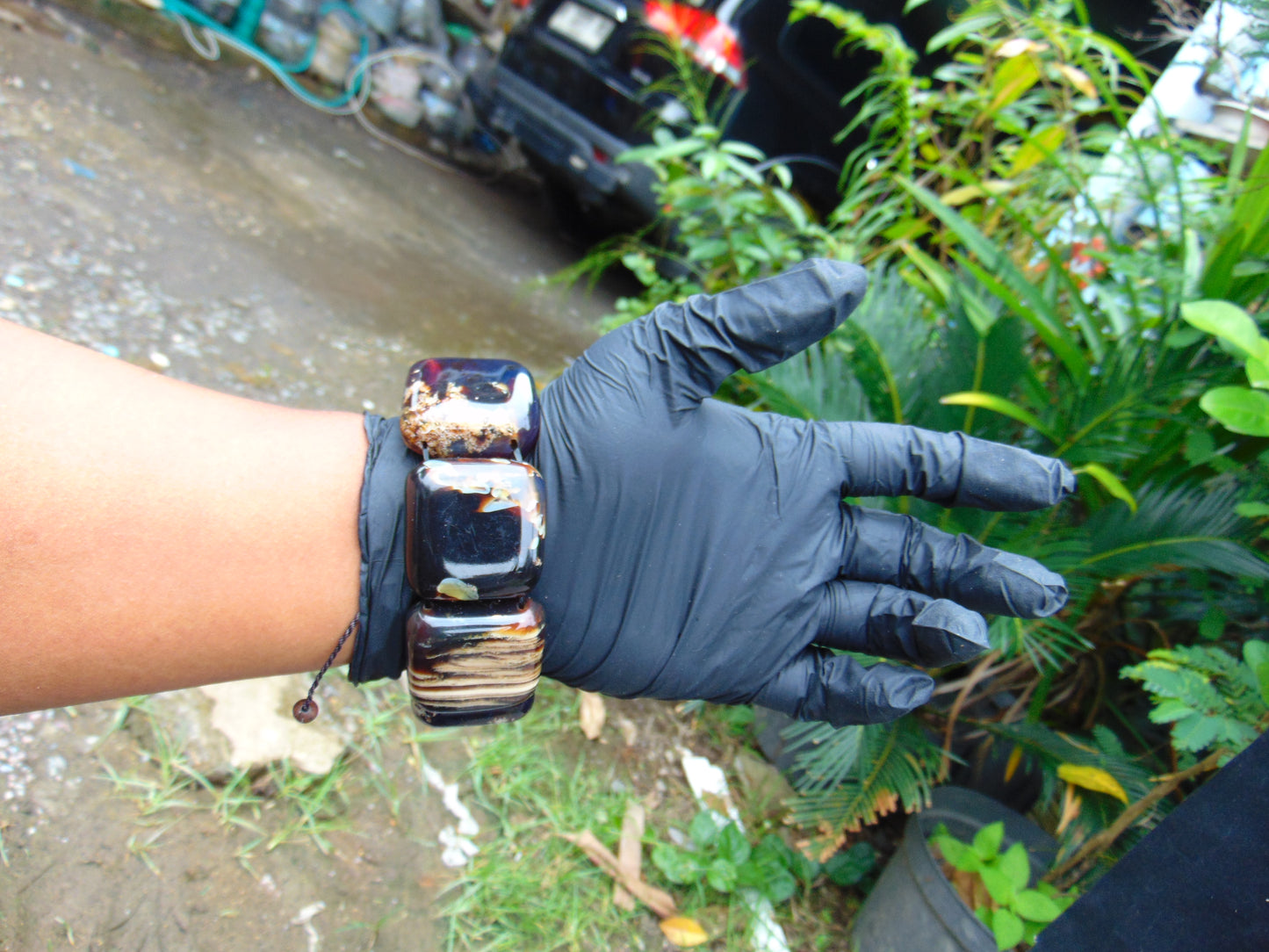 120 gr 7 Square Beads Bangle Indonesian Amber for Healing 26BE3