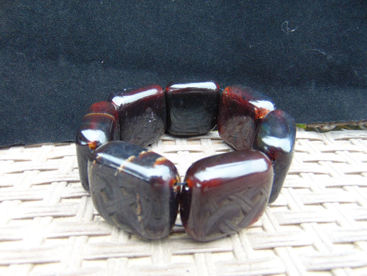 112 gr 7 Square Beads Bangle Indonesian Amber for Healing 26BE2