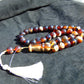 73 gr Tasbih Mesbah Rosary 33+2 Beads  Indonesian Blue Red White Amber for Healing 26TBA04