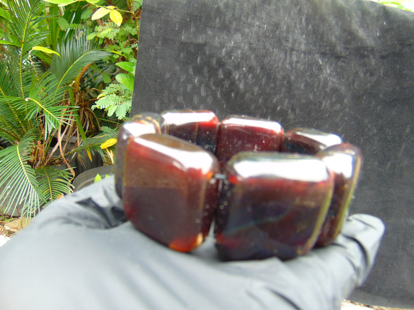 112 gr 7 Square Beads Bangle Indonesian Amber for Healing 26BE2