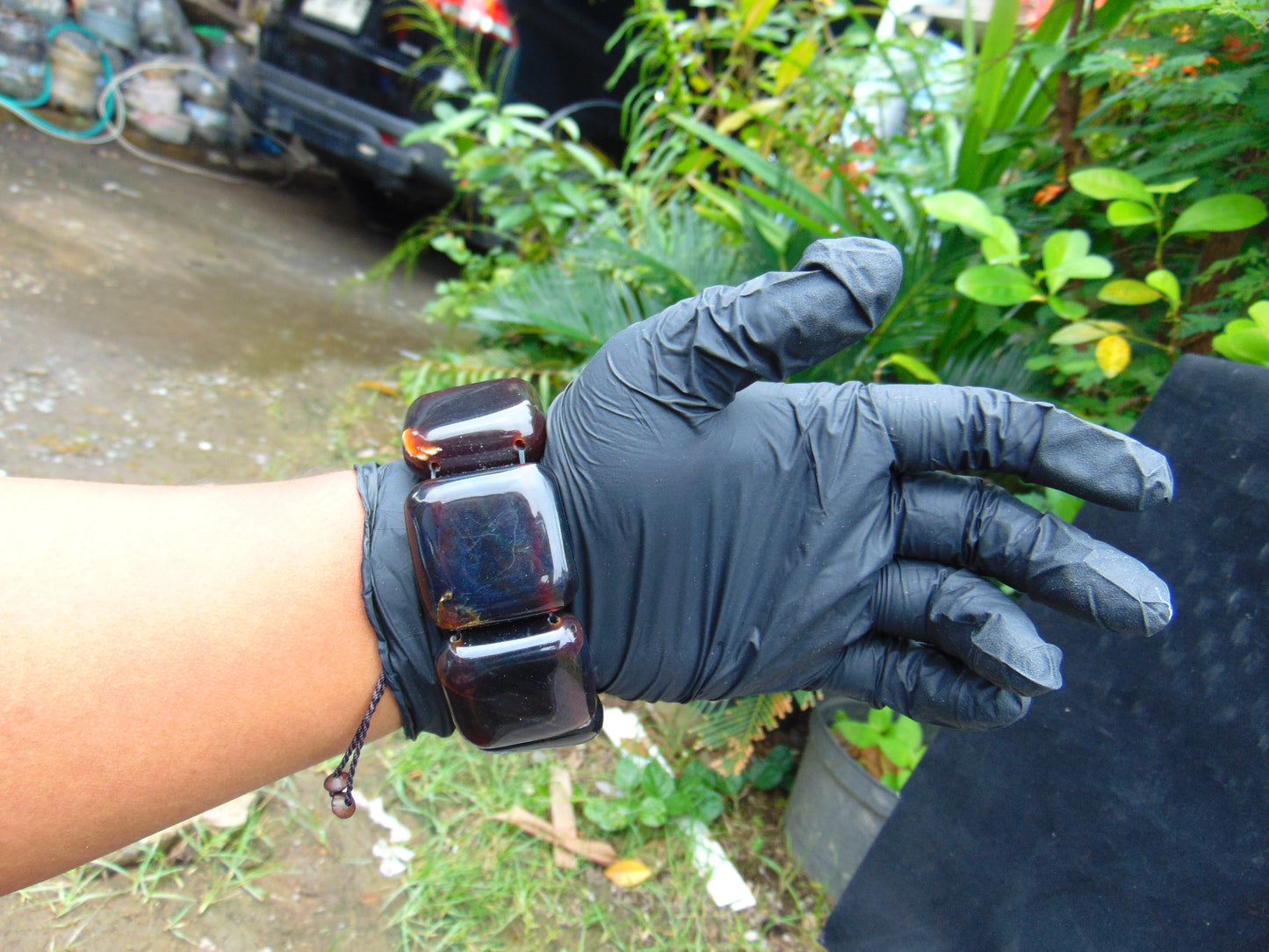 112 gr 7 Square Beads Bangle Indonesian Amber for Healing 26BE2