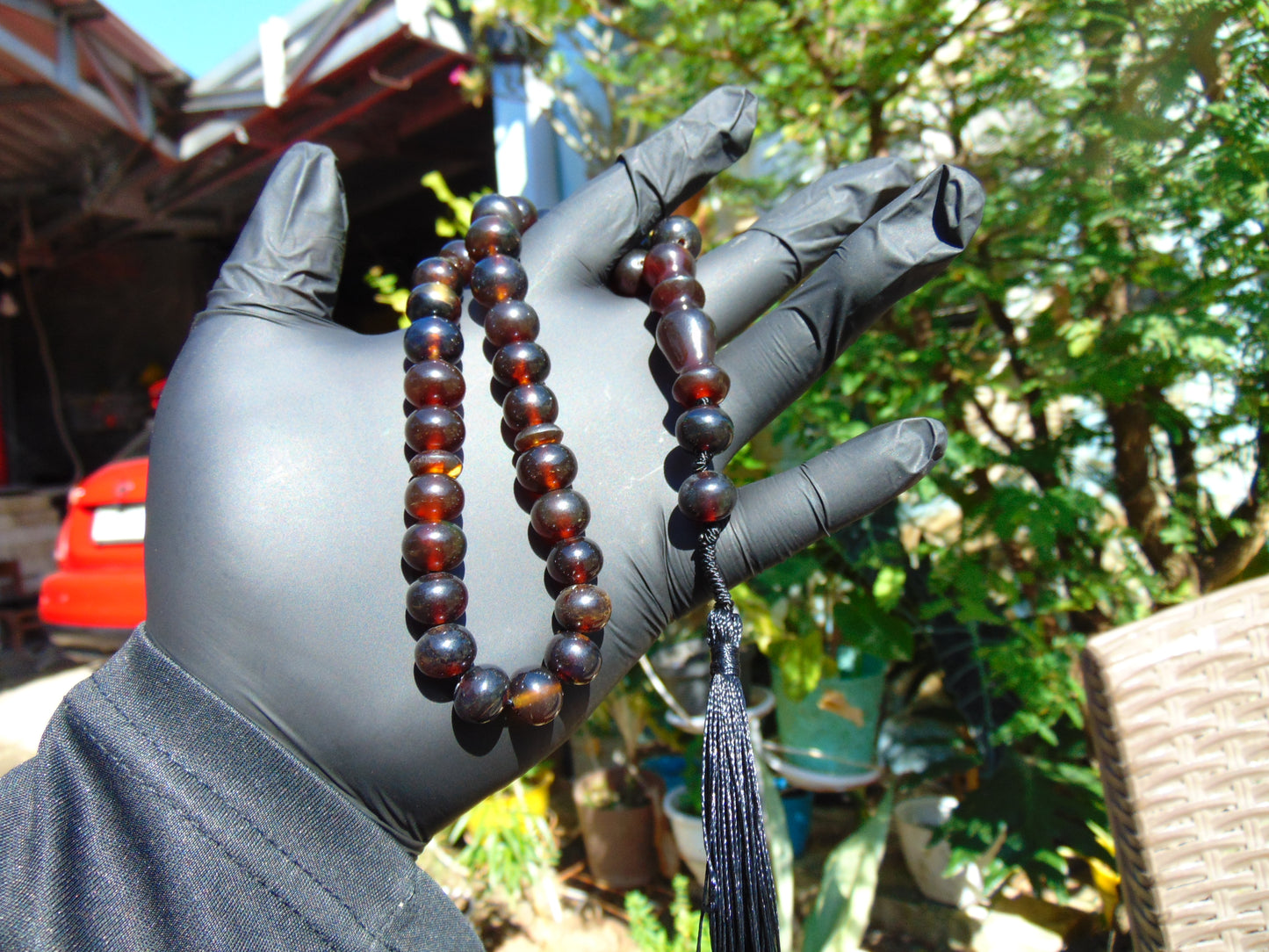 27 gr Tasbih Mesbah Rosary 33+2 Beads 16 mm Indonesian Red Amber for Healing 26TBA05