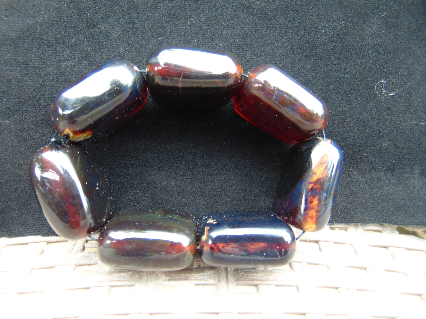 121 gr 7 Square Beads Bangle Indonesian Amber for Healing 26BE21