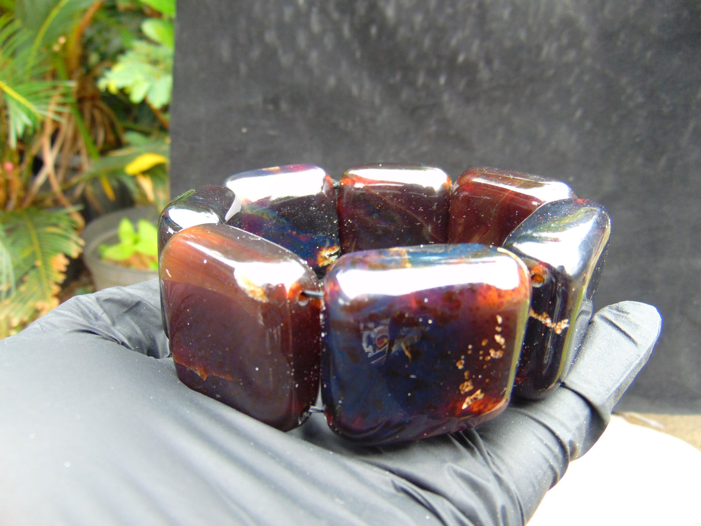 121 gr 7 Square Beads Bangle Indonesian Amber for Healing 26BE21