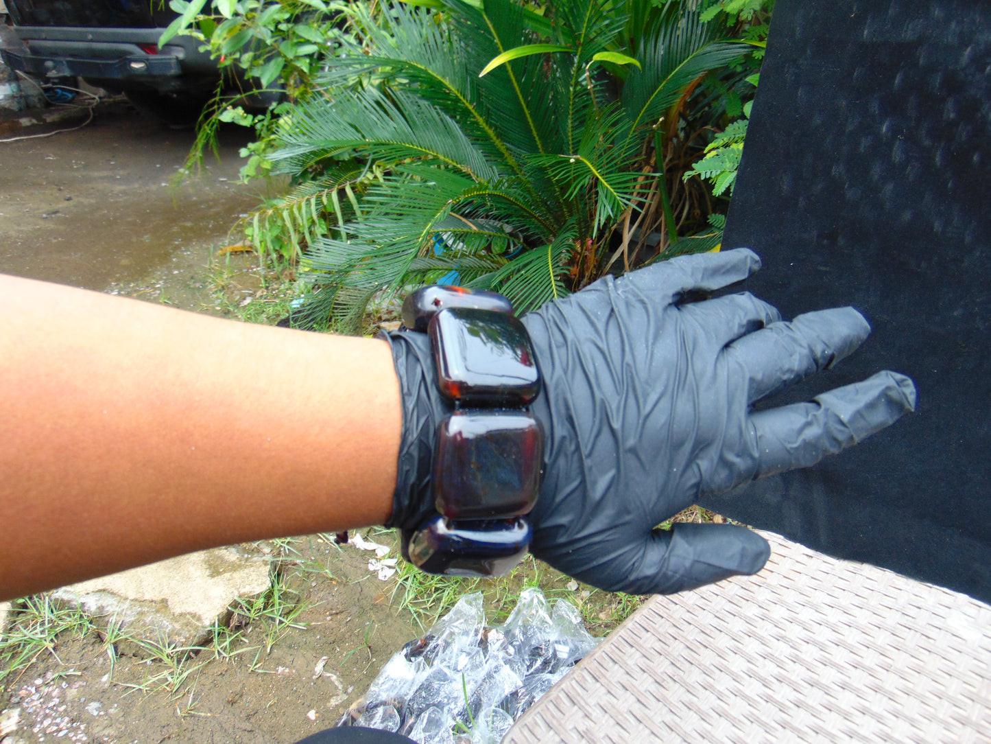 121 gr 7 Square Beads Bangle Indonesian Amber for Healing 26BE21