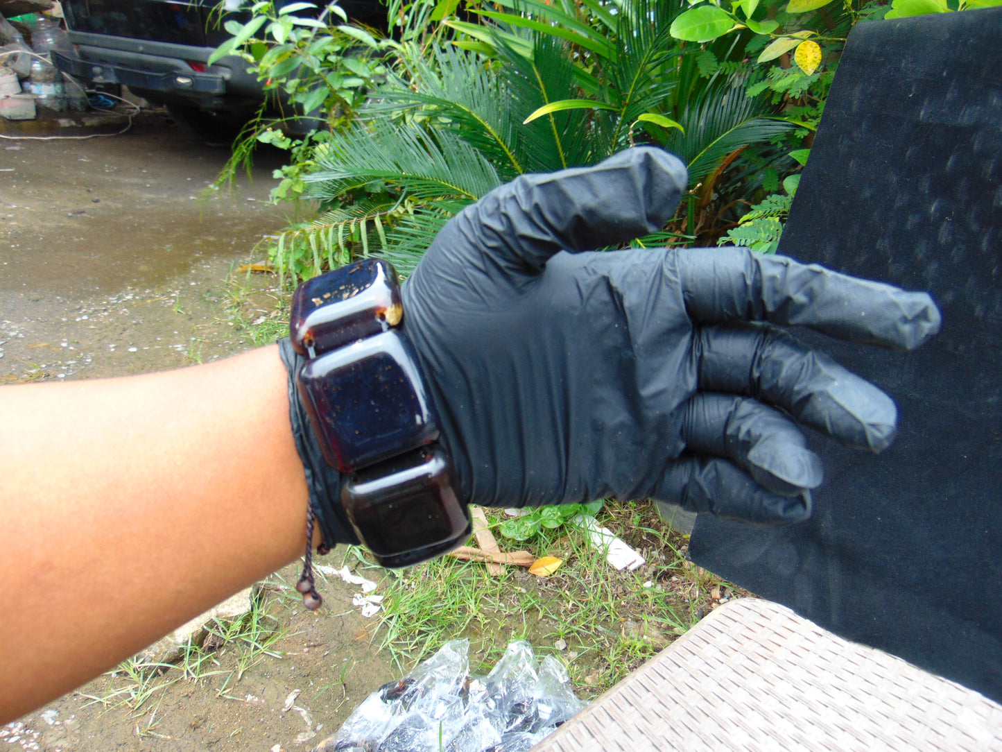 121 gr 7 Square Beads Bangle Indonesian Amber for Healing 26BE21