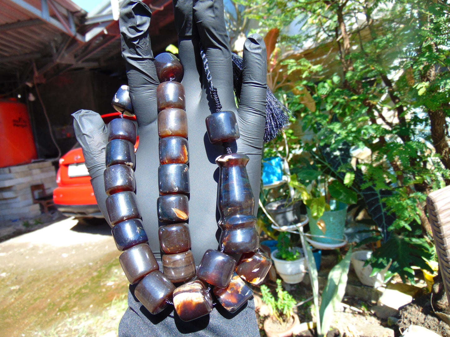 98 gr Komboloi Rosary 23 Beads Indonesian Dark Red Amber for Healing 26COA04