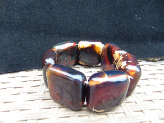 115 gr 7 Square Beads Bangle Indonesian Amber for Healing 26BE4