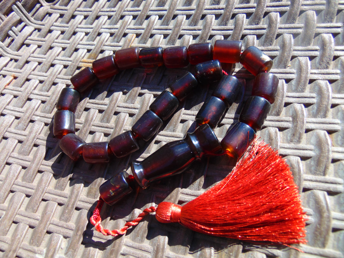 57 gr Komboloi Rosary 23 Beads Indonesian Cherry Red Amber for Healing 26COA07