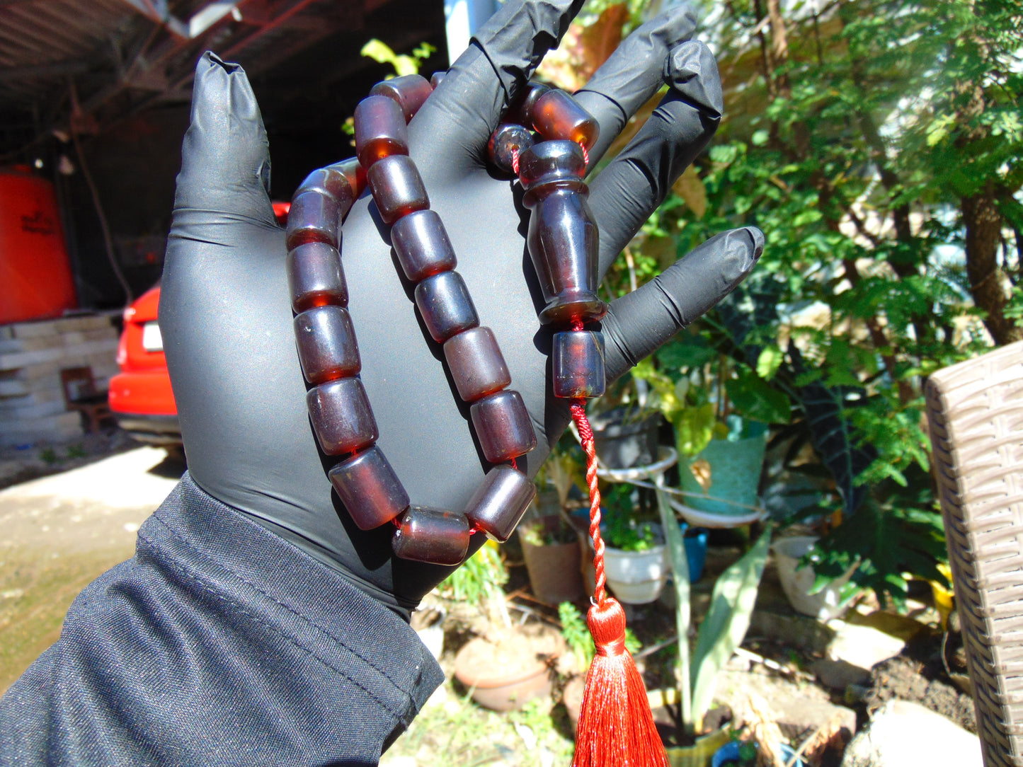 57 gr Komboloi Rosary 23 Beads Indonesian Cherry Red Amber for Healing 26COA07