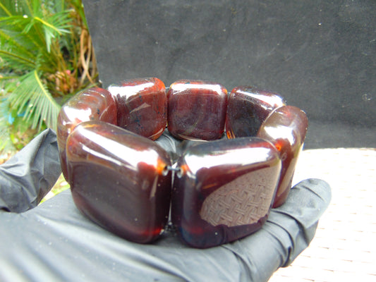 110 gr 7 Square Beads Bangle Indonesian Amber for Healing 26BE20