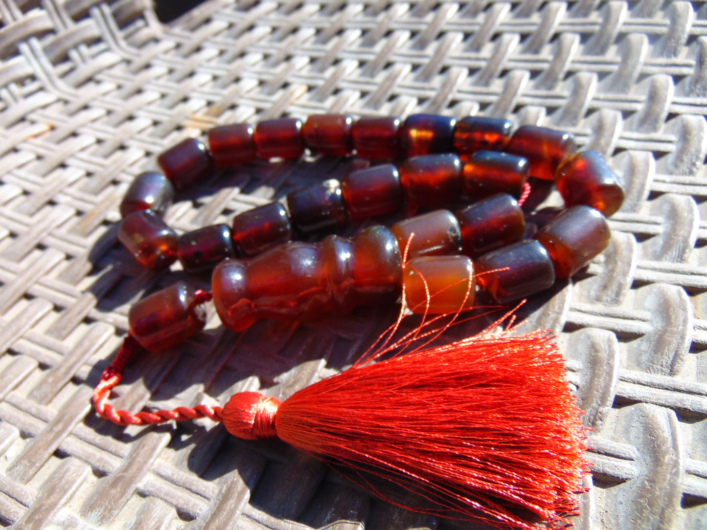 55 gr Komboloi Rosary 23 Beads Indonesian Cherry Red Amber for Healing 26COA02