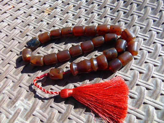 54 gr Komboloi Rosary 23 Beads Indonesian Red Amber for Healing 26COA03