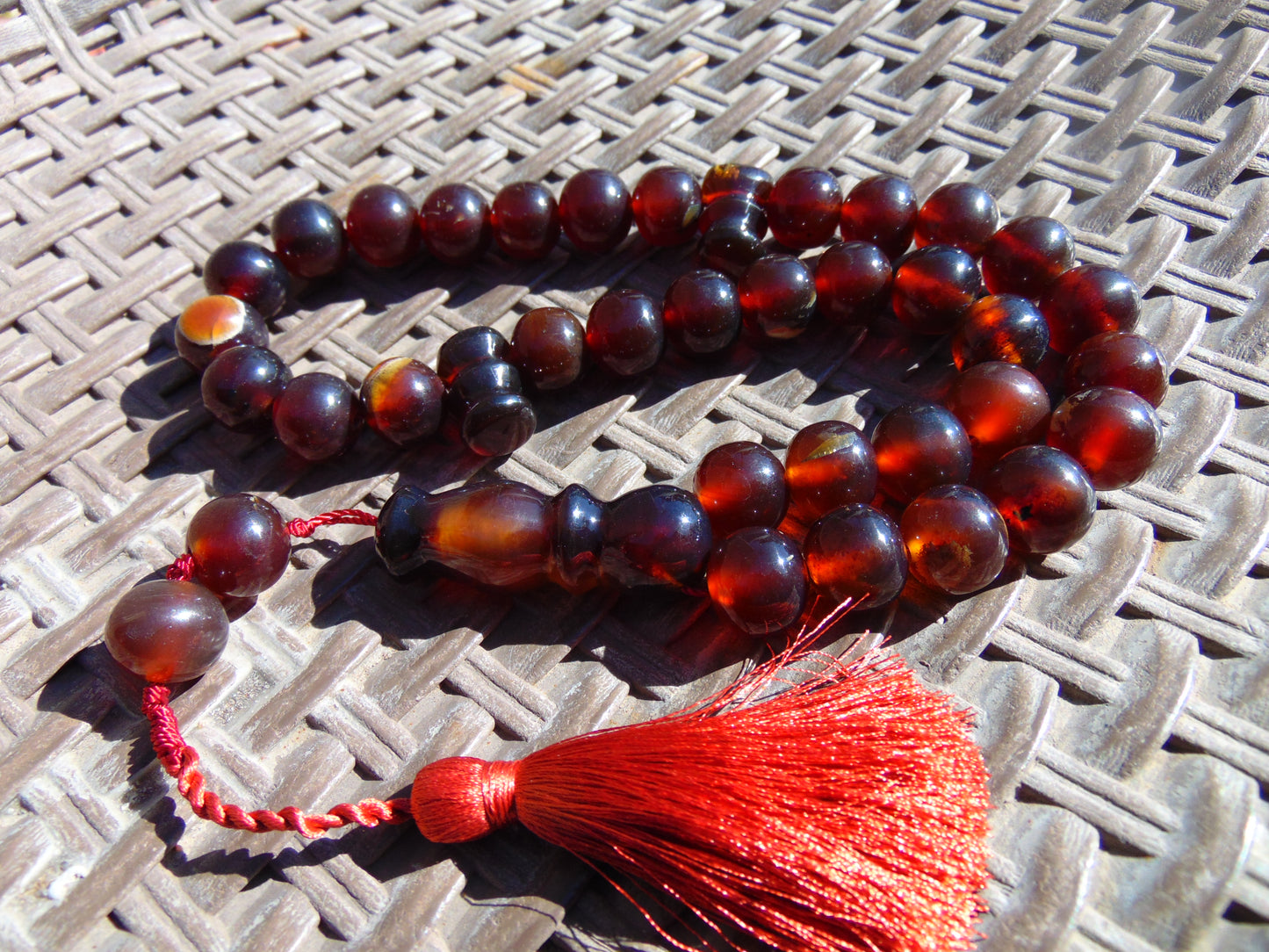 75 gr Tasbih Mesbah Rosary 33+2 Beads  Indonesian Cherry Red Amber for Healing 26TBA03