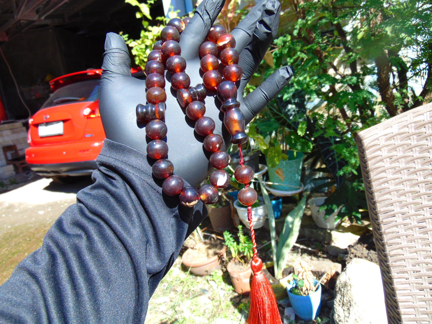 75 gr Tasbih Mesbah Rosary 33+2 Beads  Indonesian Cherry Red Amber for Healing 26TBA03