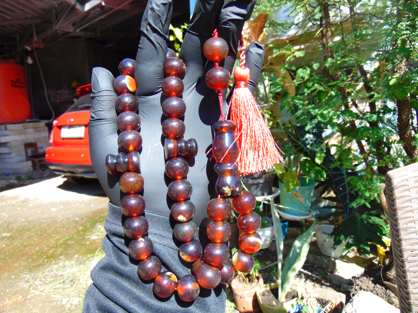 75 gr Tasbih Mesbah Rosary 33+2 Beads  Indonesian Cherry Red Amber for Healing 26TBA03