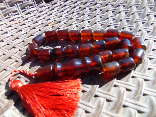 54 gr Komboloi Rosary 23 Beads Indonesian Cherry Red Amber for Healing 26COA01
