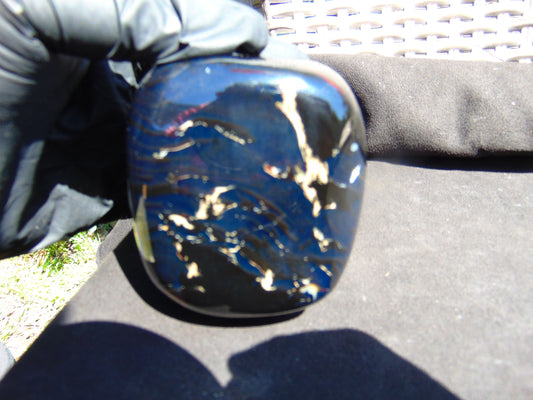 253 gr Polished Stone 78x69x70 Indonesian Blue Amber for Healing 25Y134