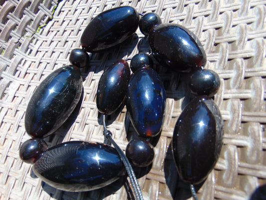 276 gr Big Necklace Beads Indonesian Cherry Red Blue Amber for Healing FR133