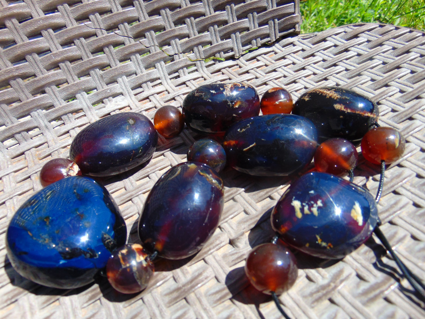 257 gr Big Necklace Beads Indonesian Blue Amber for Healing FR135