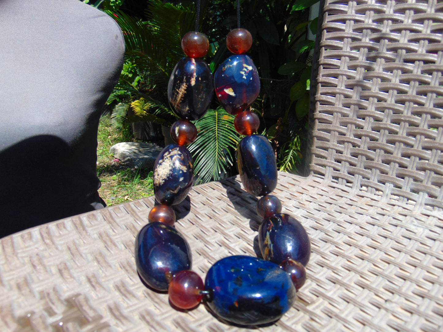 257 gr Big Necklace Beads Indonesian Blue Amber for Healing FR135