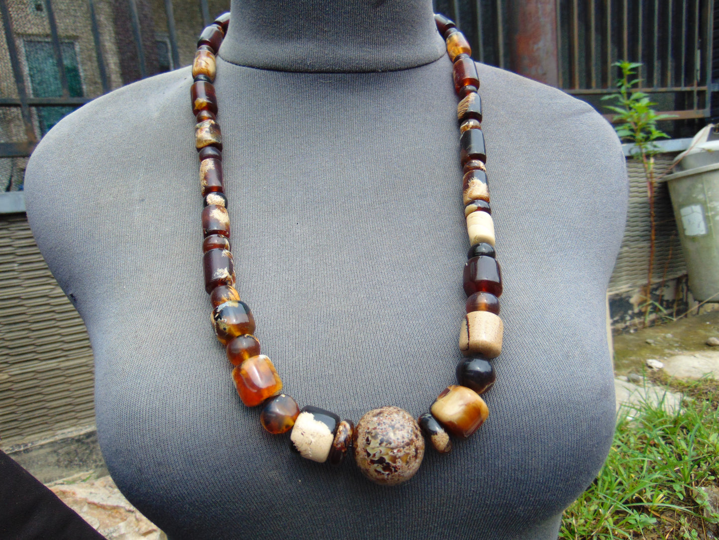 73 gram Small Beads Combination Necklace Indonesian white Amber for Healing NEC3