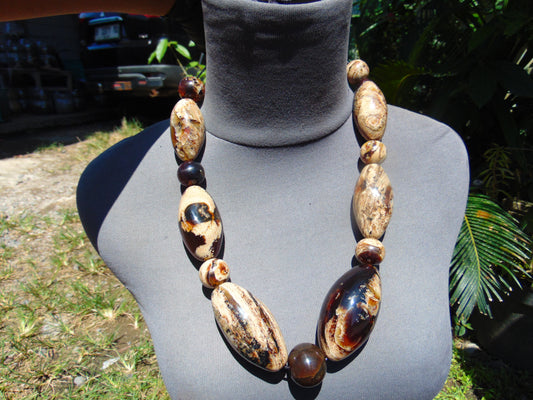206 gr Necklace Combination Beads Indonesian White Amber for Healing FR136