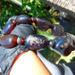 105 gr Necklace Combination Beads Indonesian Cherry Red Blue Amber for Healing FR137