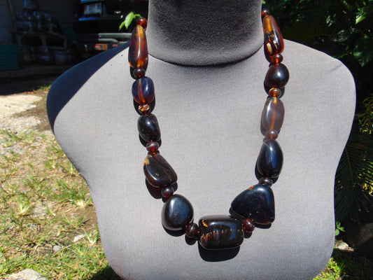 105 gr Necklace Combination Beads Indonesian Cherry Red Blue Amber for Healing FR137