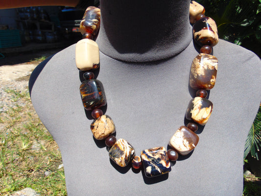197 gr Combination Necklace Square Beads Indonesian White Amber for Healing FR141