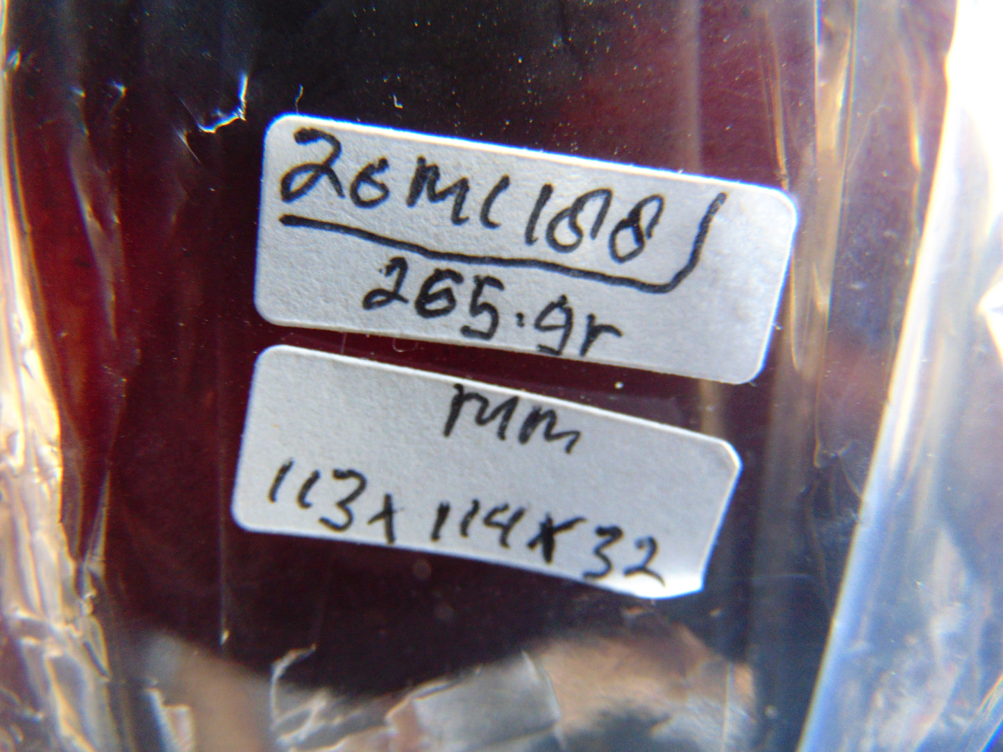 265 gr Blue Polished 113x114x32 mm Indonesia Cherry Red Amber for Healing 26ML188