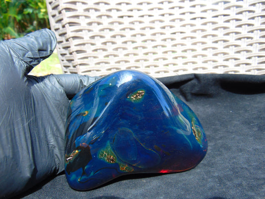 360 gr Blue Polished 14x10x6 cm Indonesia Blue Amber for Healing 26AR221
