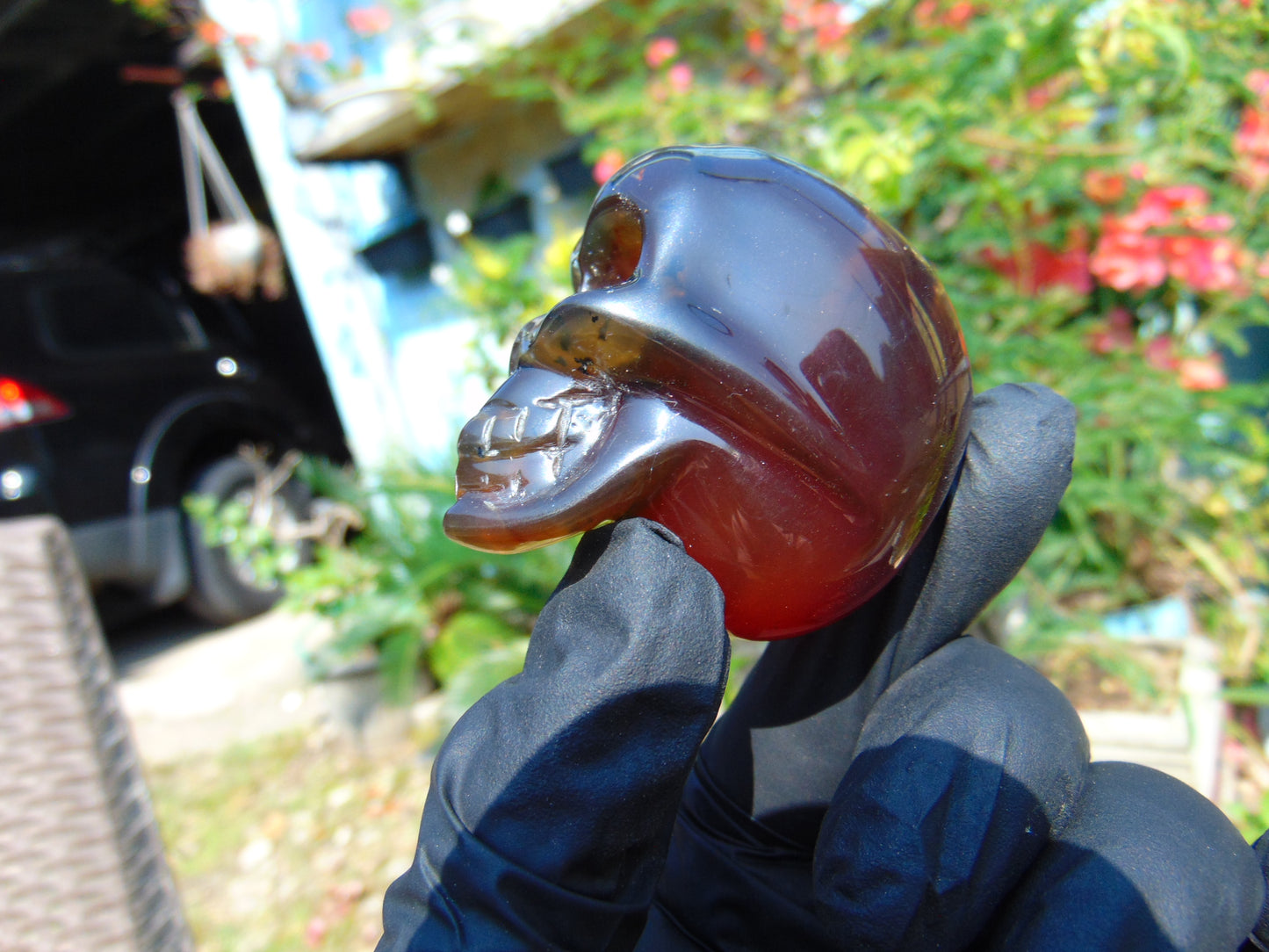 45 gr Skull carving Indonesian Inclusion Crystal Amber for Healing S3D17