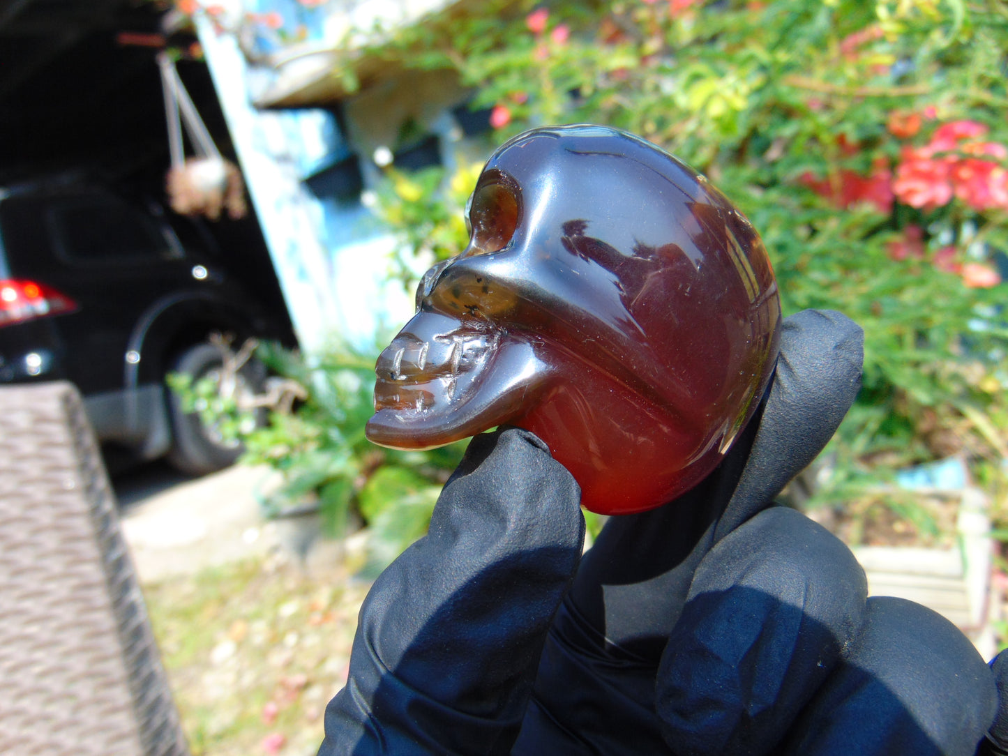 45 gr Skull carving Indonesian Inclusion Crystal Amber for Healing S3D17