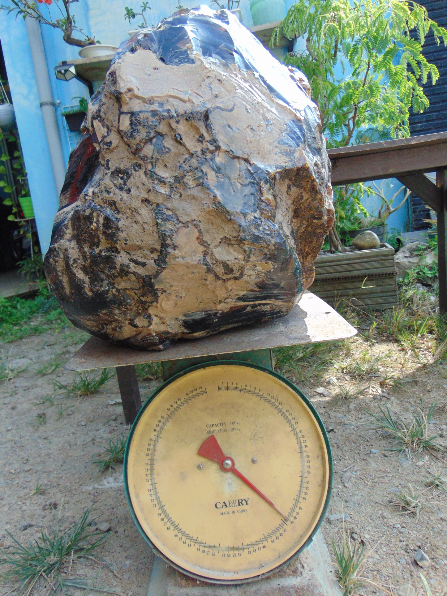 39 KG Big Rough Raw Indonesia Blue Amber for Collection Home Decoration