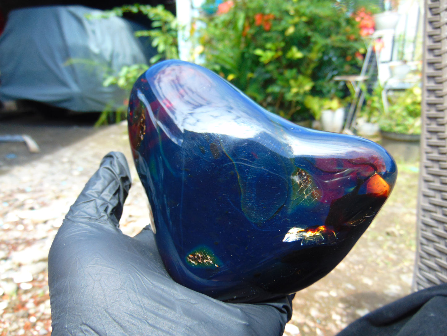 360 gr Blue Polished 14x10x6 cm Indonesia Blue Amber for Healing 26AR221